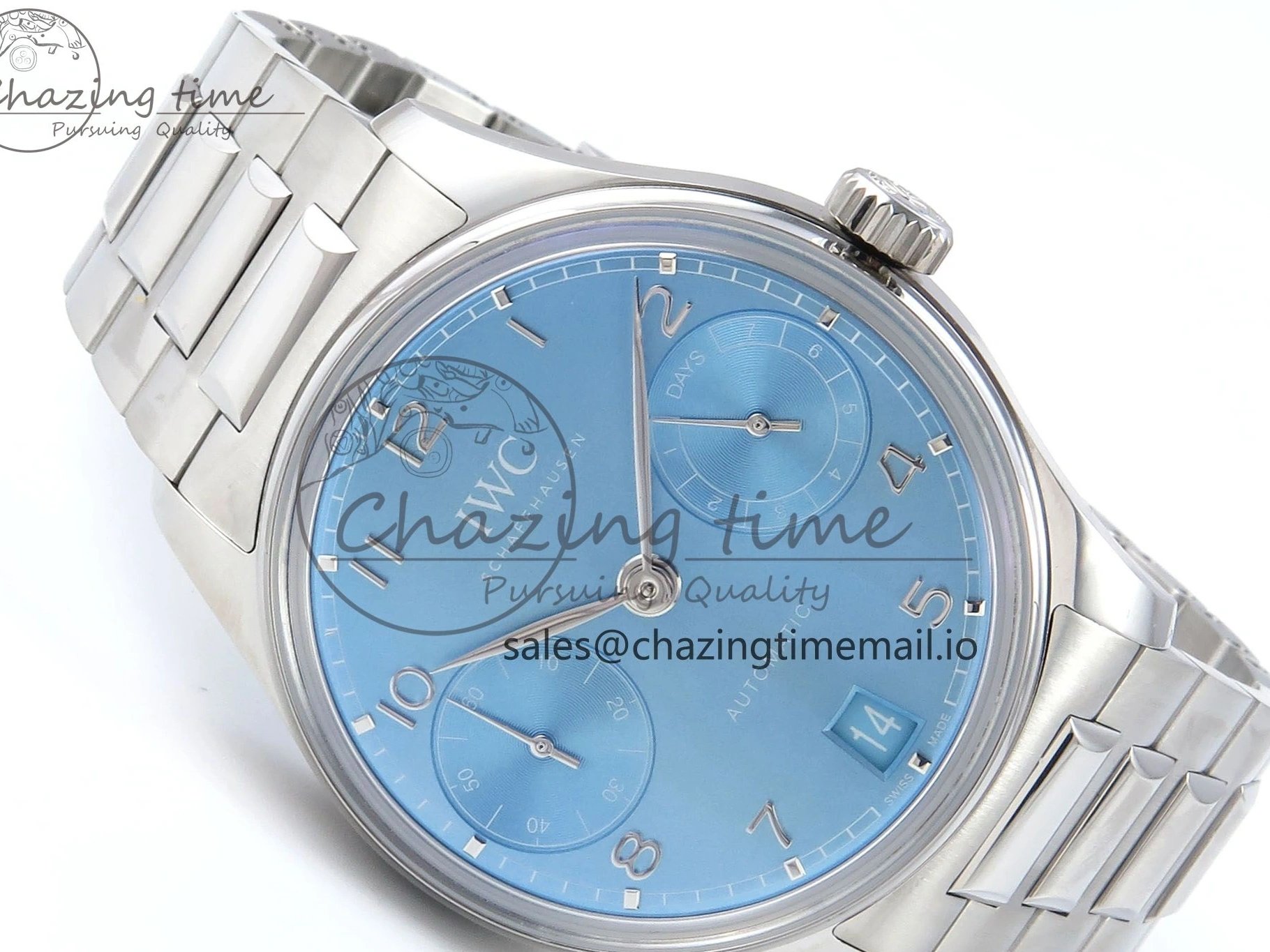 MIROTIME 0202 FashionForward Portugieser Auto IWC0562D APSF 1:1 Best Edition Light Blue Dial on SS Bracelet A 6994